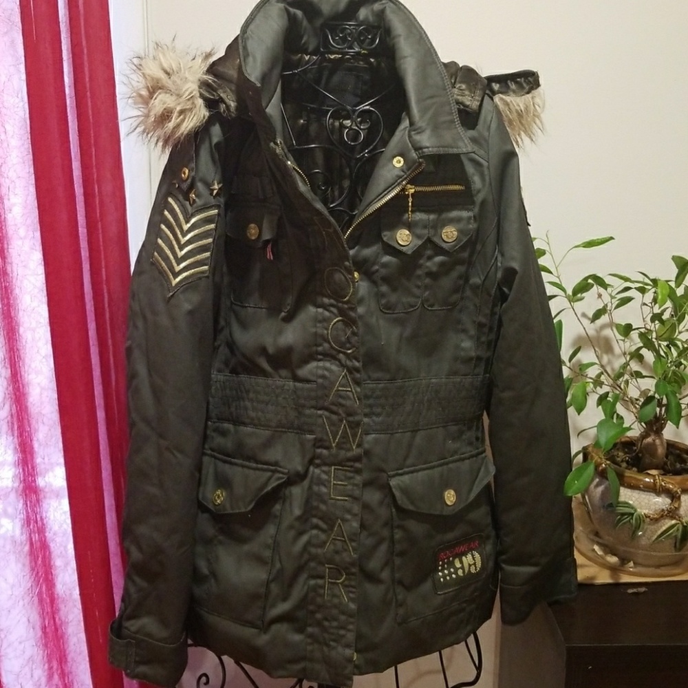 Military style green jacket